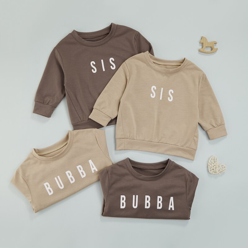 Toddler Solid Letter Print PulloverLittle Koko Bean
